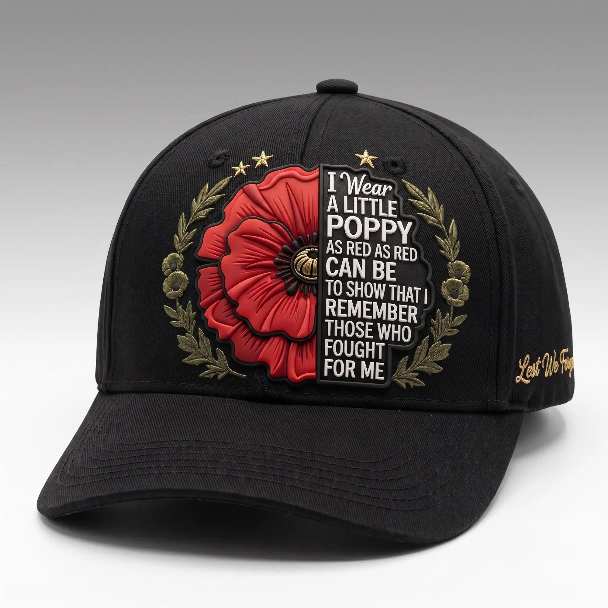 Lest We Forget Remembrance Poppy Baseball Cap