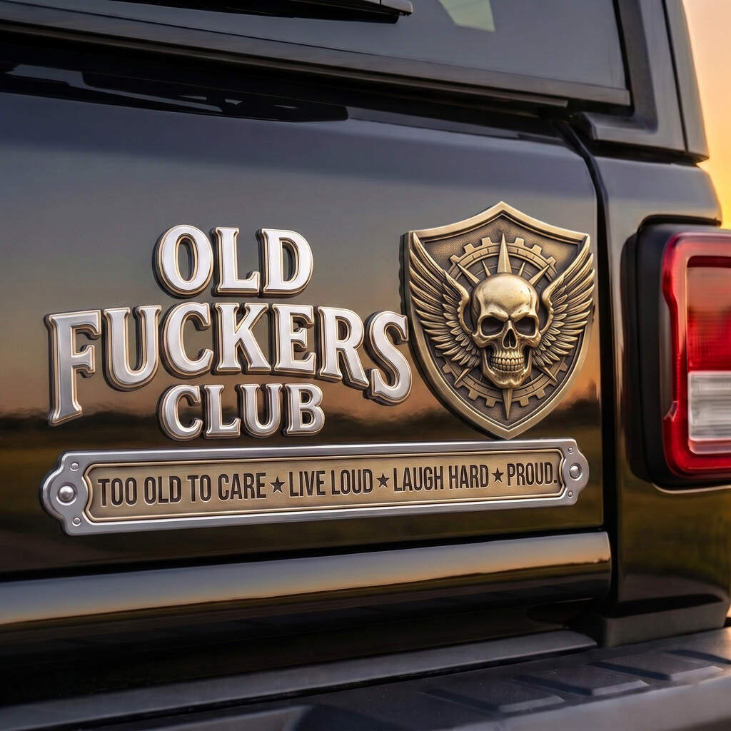 Old F*ckers Club Automotive Badge – Too Old to Care Edition
