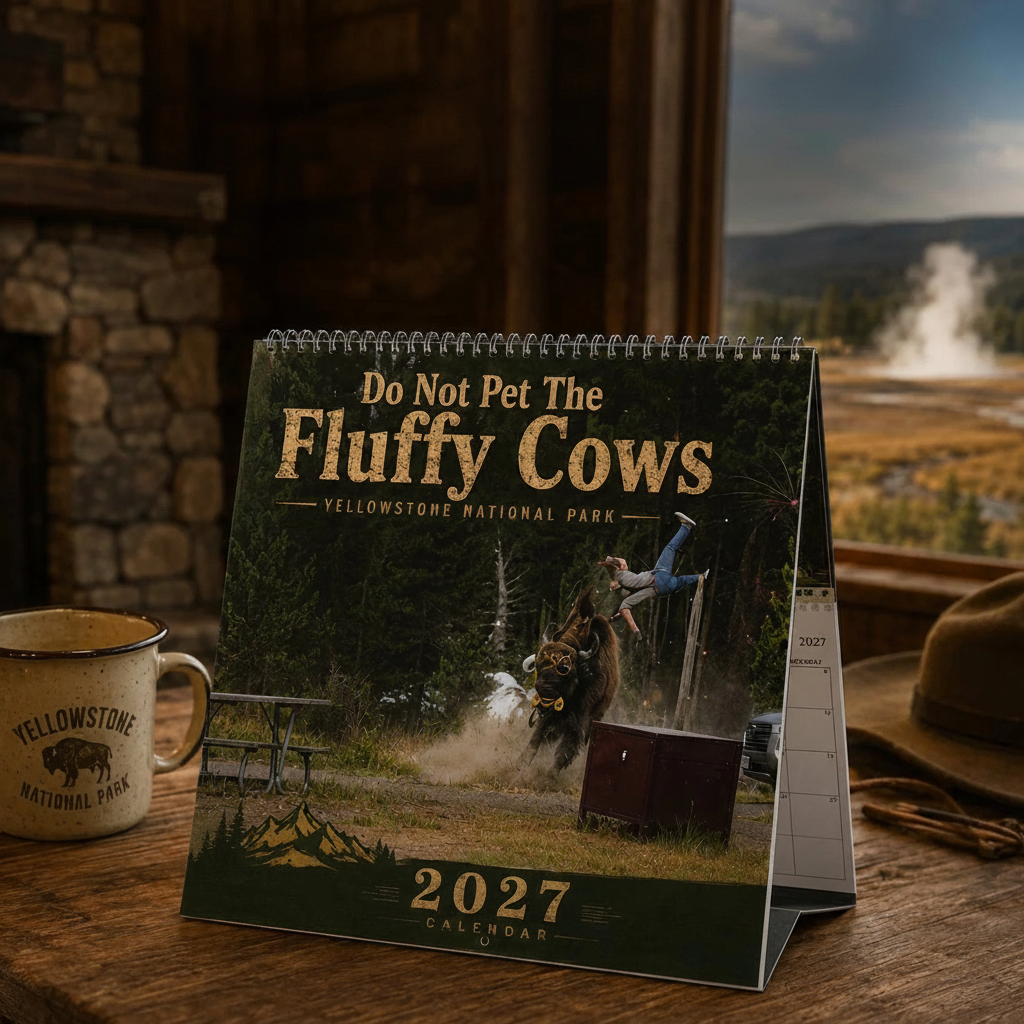 Do Not Pet The Fluffy Cows Bison Yellowstone National Park 2027 Wall Calendar