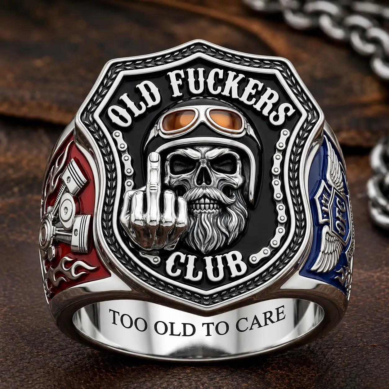 Old F**kers Club Skull Ring