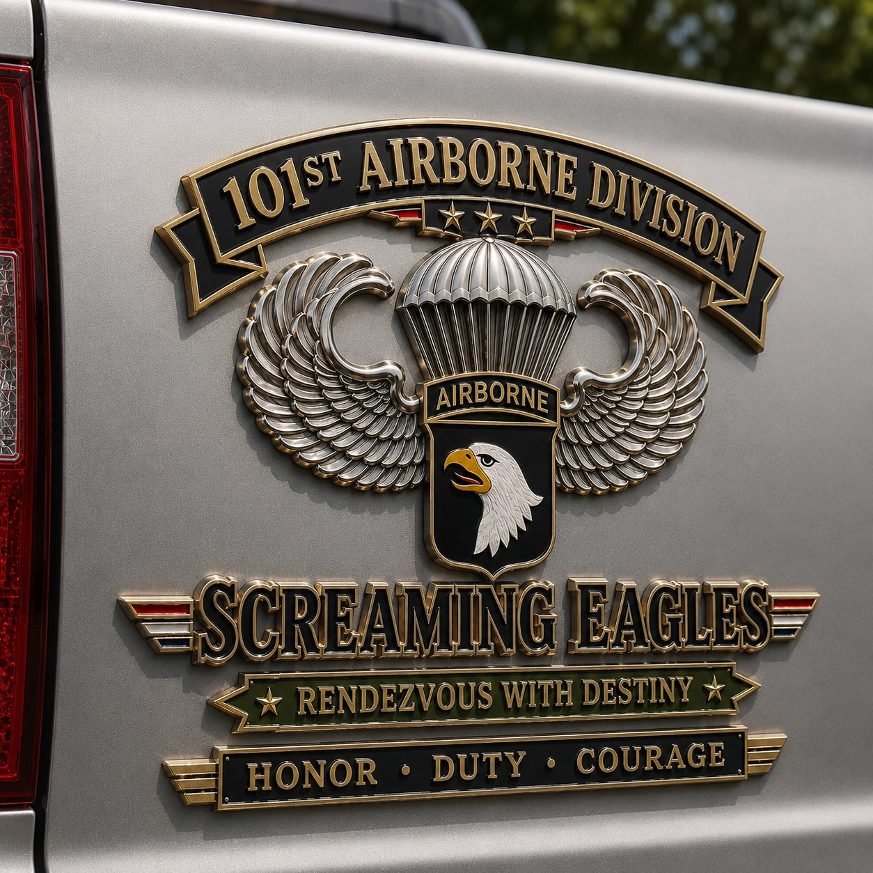 101st Airborne Division Screaming Eagles Metal Car Emblem
